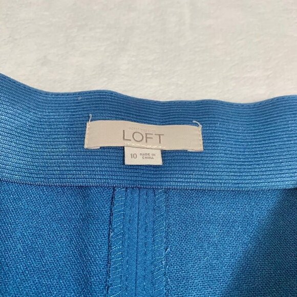 LOFT blue stretch unlined elastic stretch waist zipper close mini skirt - Picture 5 of 8